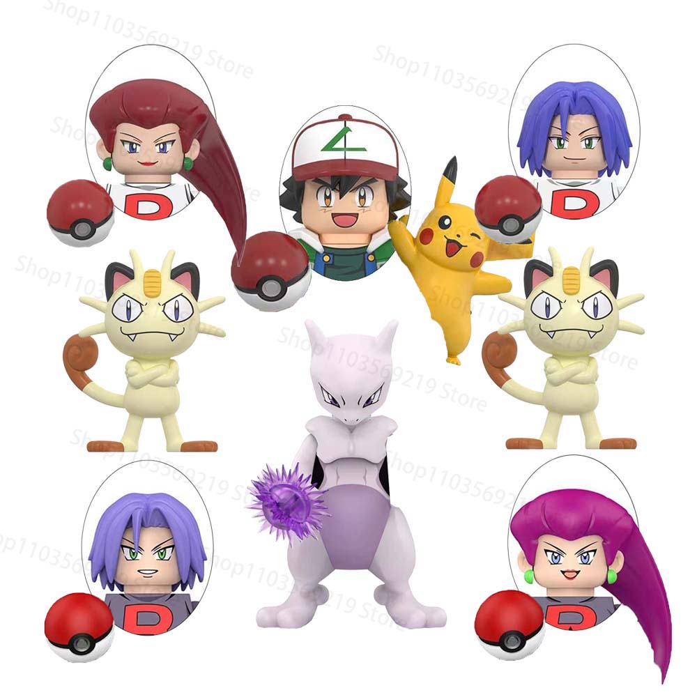 Pet Supplies In - Haustiertrainer Cartoon-Bausteine Jessie James Meowth Meowth