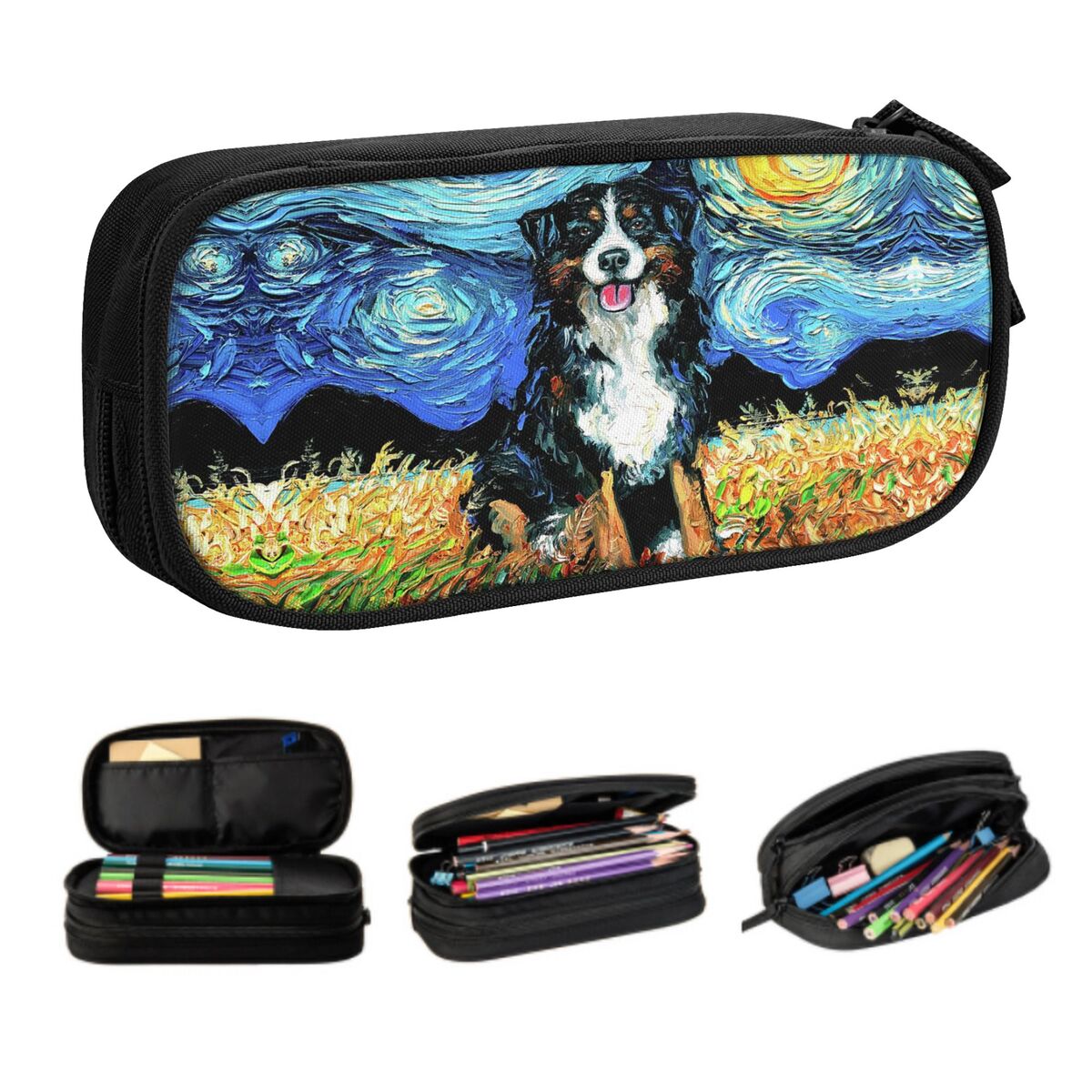 Pet X Supplies & Tack Reviews - Benutzerdefinierte Sternennacht Berner Sennenhund Federmäppchen für